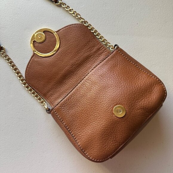 Michael Kors Fulton Small Crossbody Handbag Luggage Brown Leather Adjustable - Picture 4 of 11